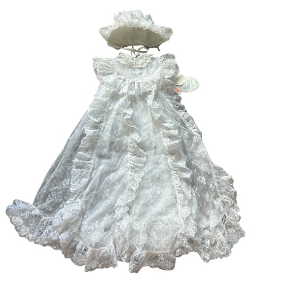 NWT vintage Claire Schwartz lace white Christening baptism dress size 0-6 months